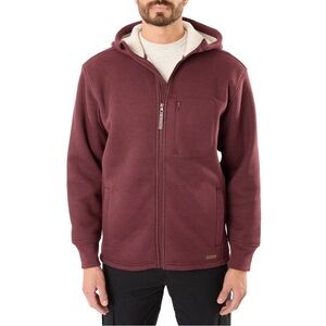 NWT SMITH’S WORKWEAR Sherpa-lined sweater fleece full zip jacket burgundy Large